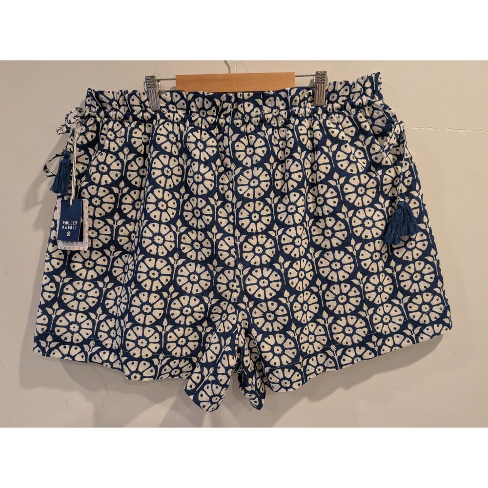 Roller Rabbit Target XL Blue Geometric Shorts Summer Lined Vacation Lounge - Picture 2 of 6
